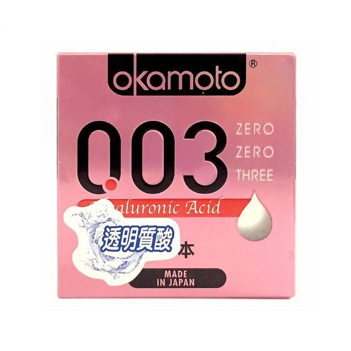 Bao Cao Su Okamoto 0.03 Hyaluronic Acid Siêu Mỏng Dưỡng Ẩm Và Bôi Trơn Hộp 3